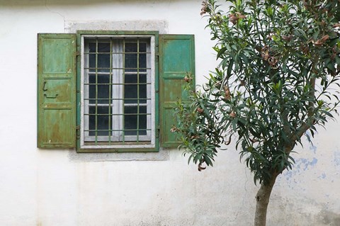 Framed Courtyard Detail, Limonos Monastery, Filia, Lesvos, Mithymna, Aegean Islands, Greece Print