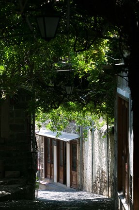 Framed Shaded Shopping Street, Lesvos, Mithymna, Northeastern Aegean Islands, Greece Print