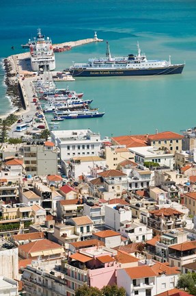 Framed Town and Port, Zakynthos, Ionian Islands, Greece Print