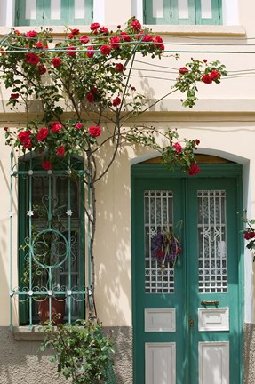 Framed Village Doorway, Agiasos, Lesvos, Mytilini, Aegean Islands, Greece Print