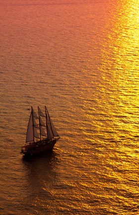 Framed Big masked sailboat, Oia, Santorini, Greece Print
