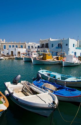 Framed Fishing Boats in Naoussa, Paros, Greece Print