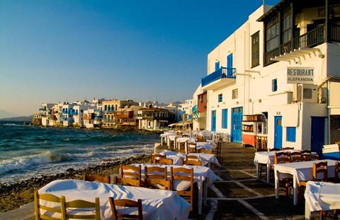 Framed Little Venice, Mykonos, Greece Print