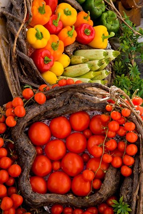 Framed Market With Vegtables, Fira, Santorini, Greece Print