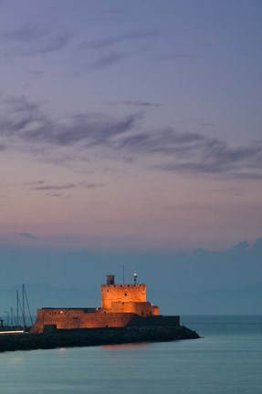 Framed Greece Rhodes, Mandraki, Agios Nikolaos Lighthouse Print