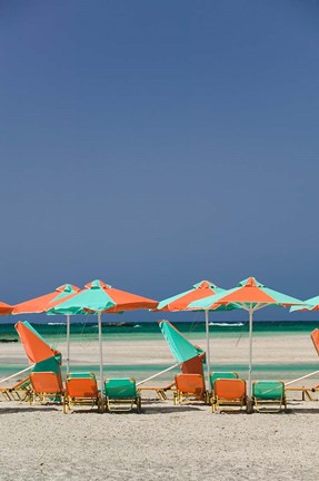 Framed Greece, Crete, Hania, Elafonisi Beach Umbrellas Print