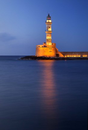 Framed Chania Lighthouse, Crete, Chania, Greece Print