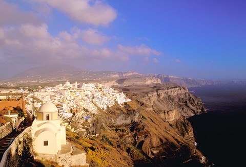 Framed Late Afternoon View of Town, Thira, Santorini, Cyclades Islands, Greece Print