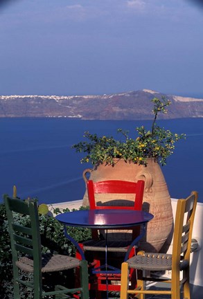 Framed Terrace with Sea View, Santorini, Greece Print