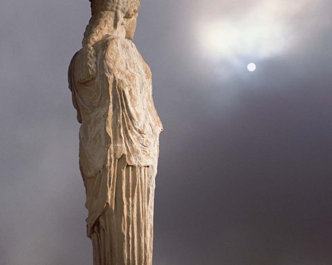Framed Sculptures of the Caryatid Maidens Support the Pediment of the Erecthion Temple, Adjacent to the Parthenon, Athens, Greece Print