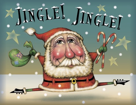 Framed Santa On The Run Print