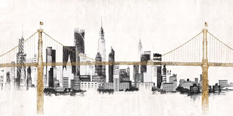 Framed Bridge and Skyline Print