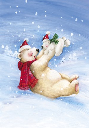 Framed Polar Bears In Christmas Snow Print