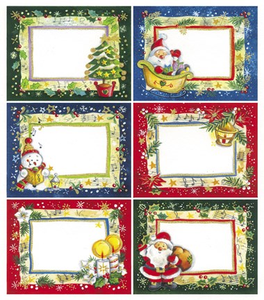 Framed Santa and Snowman Chirstmas Gift Cards II Print