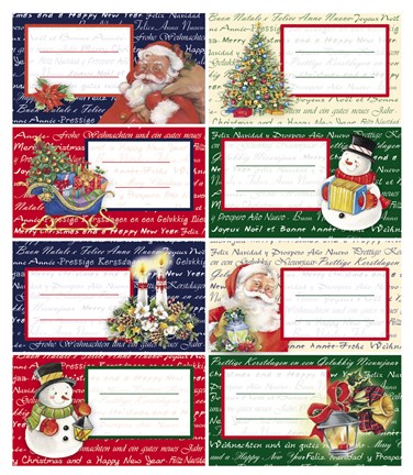 Framed Merry Christmas Multilingual Gift Cards Print