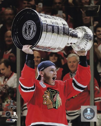 Framed Patrick Kane with the Stanley Cup Game 6 of the 2015 Stanley Cup Finals Print
