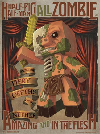 Framed Minecraft - Zombie Pigman Print