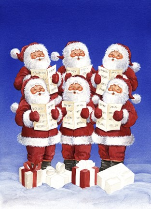 Framed Caroling Santas Print