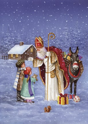 Framed Saint Nicholas And The Children Print