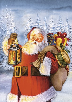 Framed Jolly Santa&#39;s Light Print