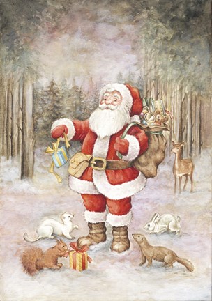 Framed Santa&#39;s Winter Forest Delivery Print