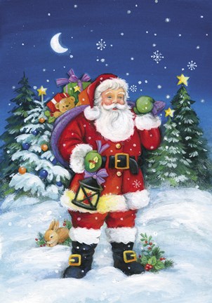 Framed Santa's Green Mittens Print