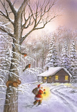 Framed Santa&#39;s Traveling Light Print