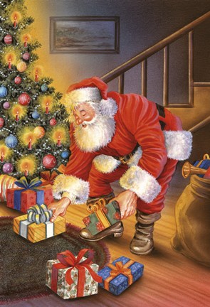 Framed Santa&#39;s Gifts Go Here Print