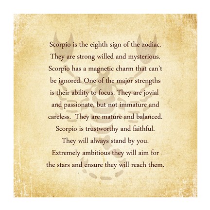 Framed Scorpio Character Traits Print