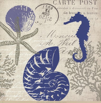 Framed Sea Collage I Print