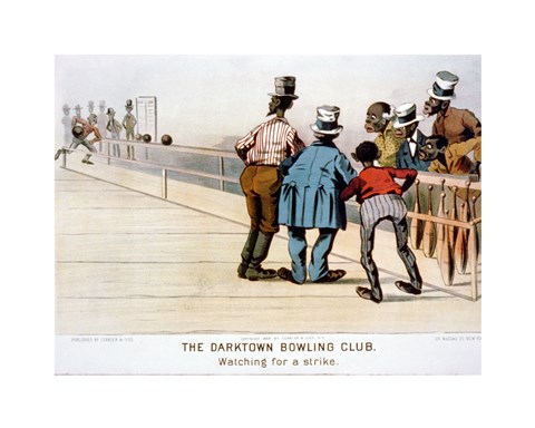 Framed Darktown Bowling Club: Watching for a Strike Print