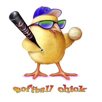 Framed Softball Chick Print