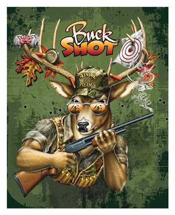 Framed Deer / Deer / Elk Buck (Green) Print