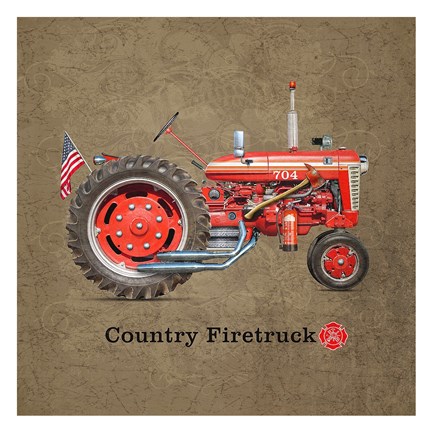 Framed Fire Tractor Print