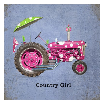 Framed Country Girls Tractor Print
