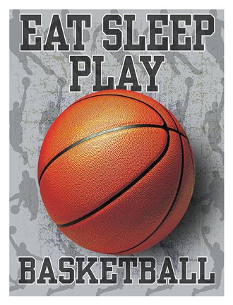 Framed Eat Sleep Play Basketball Print