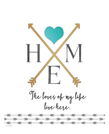 Framed Home (Teal Heart) Print