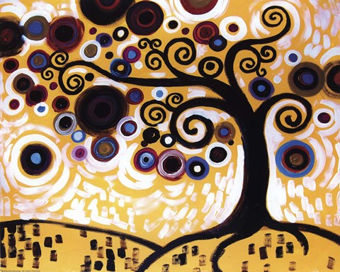 Framed Tree Whimsy On Orange Print