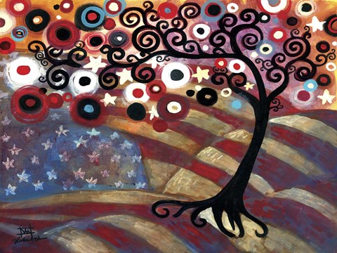 Framed Tree Whimsy On Us Flag Print