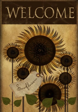 Framed Sunflower Welcome Print
