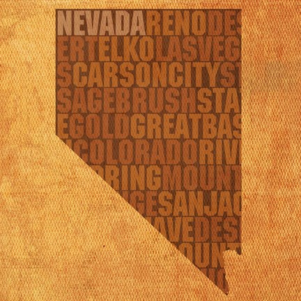 Framed Nevada State Words Print