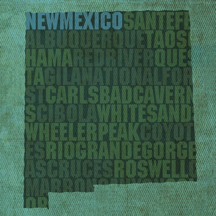 Framed New Mexico State Words Print