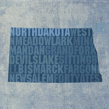 Framed North Dakota State Words Print