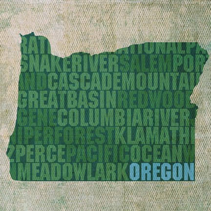 Framed Oregon State Words Print