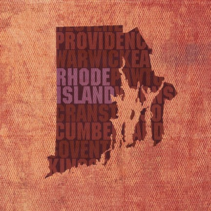 Framed Rhode Island State Words Print