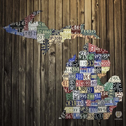 Framed Michigan Counties License Plate Print