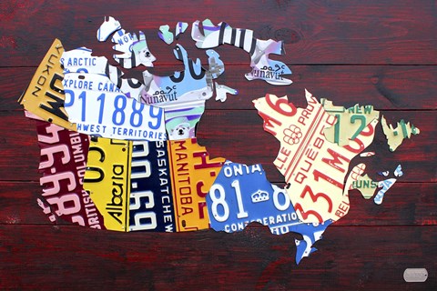 Framed Canada License Plate Map Print