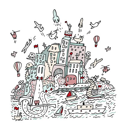 Framed Transport City Print