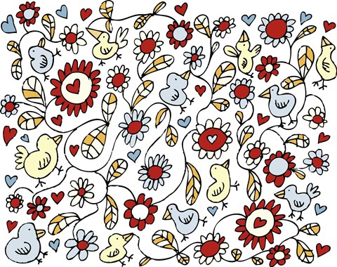 Framed Bird Flowers Print