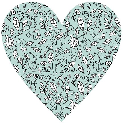 Framed Blue Flower Heart Print
